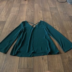 rue21 dark green long sleeve blouse L